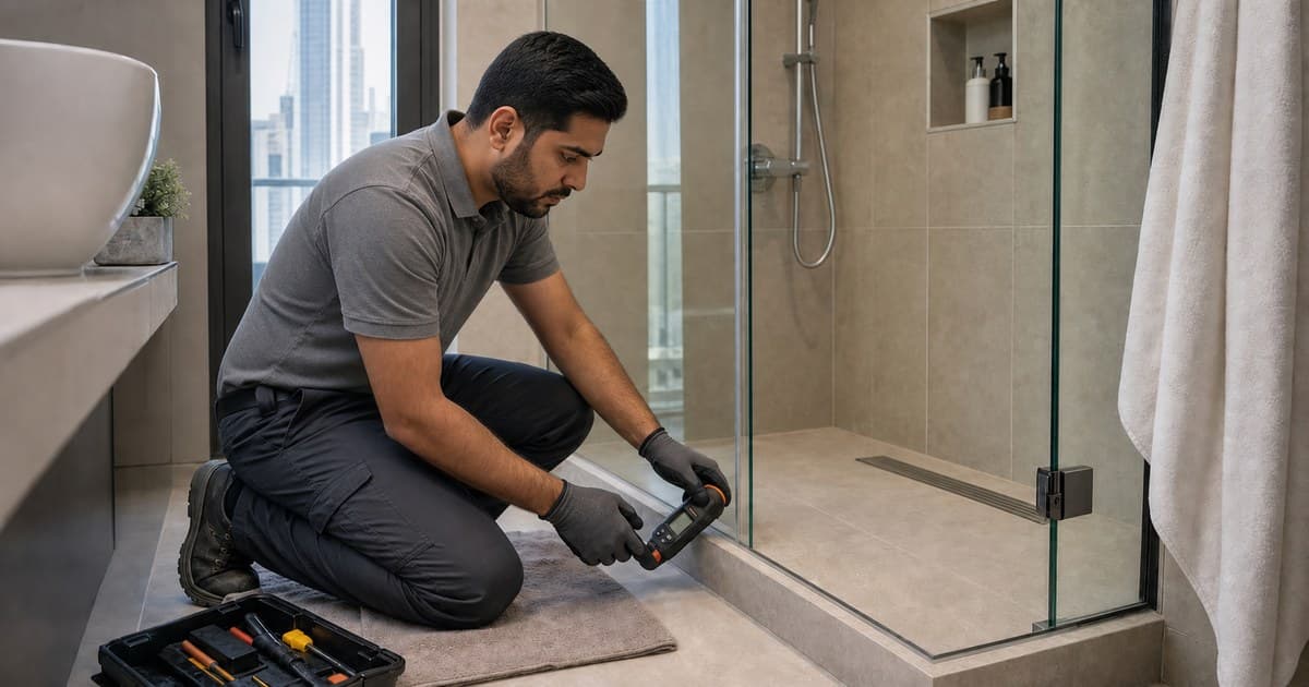 Bathroom Leak Repair Dubai: Costs & What to Do - Visible bathroom leaks may cost AED 100–400, while concealed pipes or failed waterproofing need diagnosis and can reach AED 25,000.