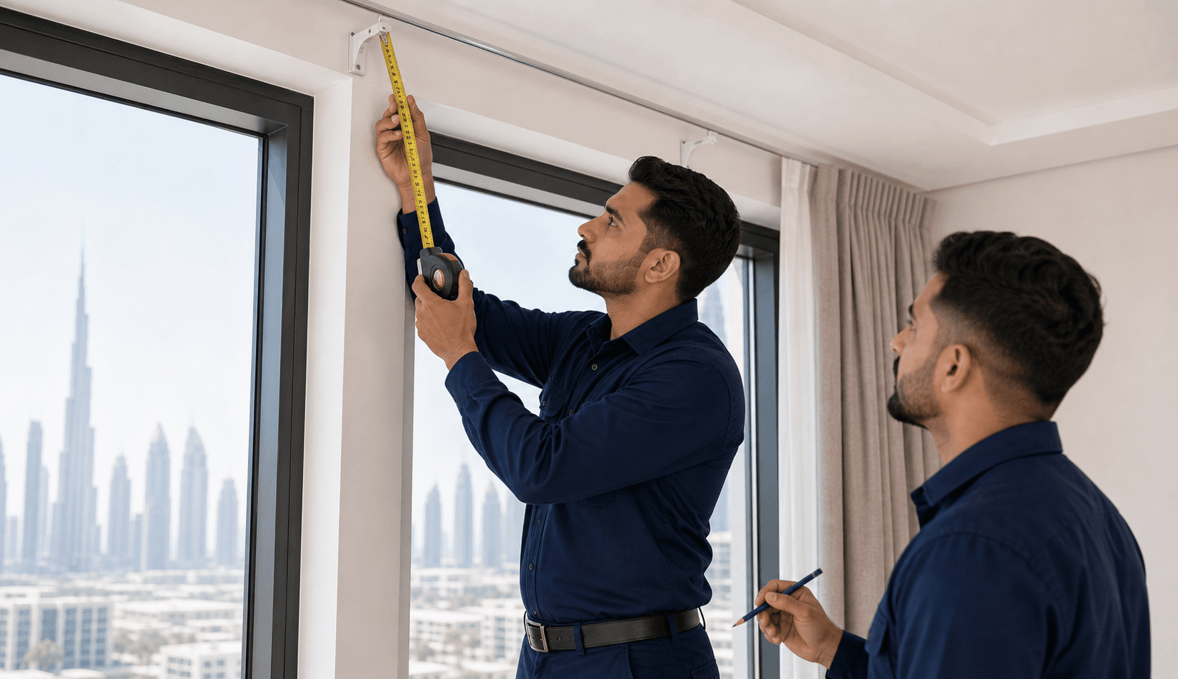 Curtains Dubai Cost Guide 2026 - Curtains in Dubai can cost AED 50-9,000+ as of June 2026. Compare ready-made, Dragon Mart, custom, reuse, tracks and installation.