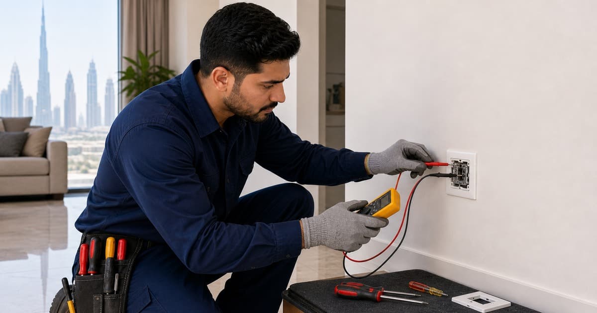 Electrician Services Dubai: Cost & Repair Guide - Electrician services in Dubai cost AED 99-1,500+. Compare socket repair, light installation, power trips, DB board issues and safety checks before booking.