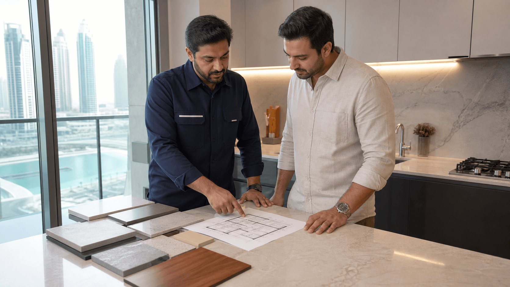 Kitchen Renovation Dubai Cost Guide 2026 - Dubai kitchen renovation costs depend on cabinets, countertops, backsplash, appliances, plumbing, electrical work and approvals.