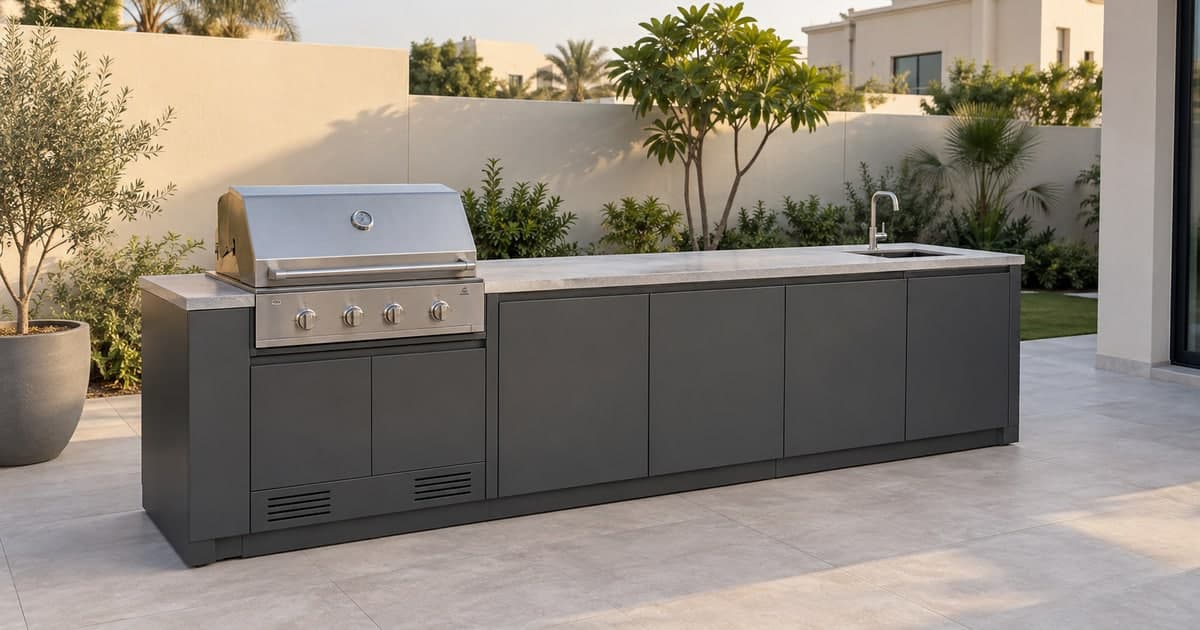 Outdoor Kitchen Dubai: Costs, Materials & Quote Guide - Compare Dubai outdoor kitchen prices, from retail BBQ modules to custom installations. Check cabinets, appliances, MEP, weather exposure and quote gaps.