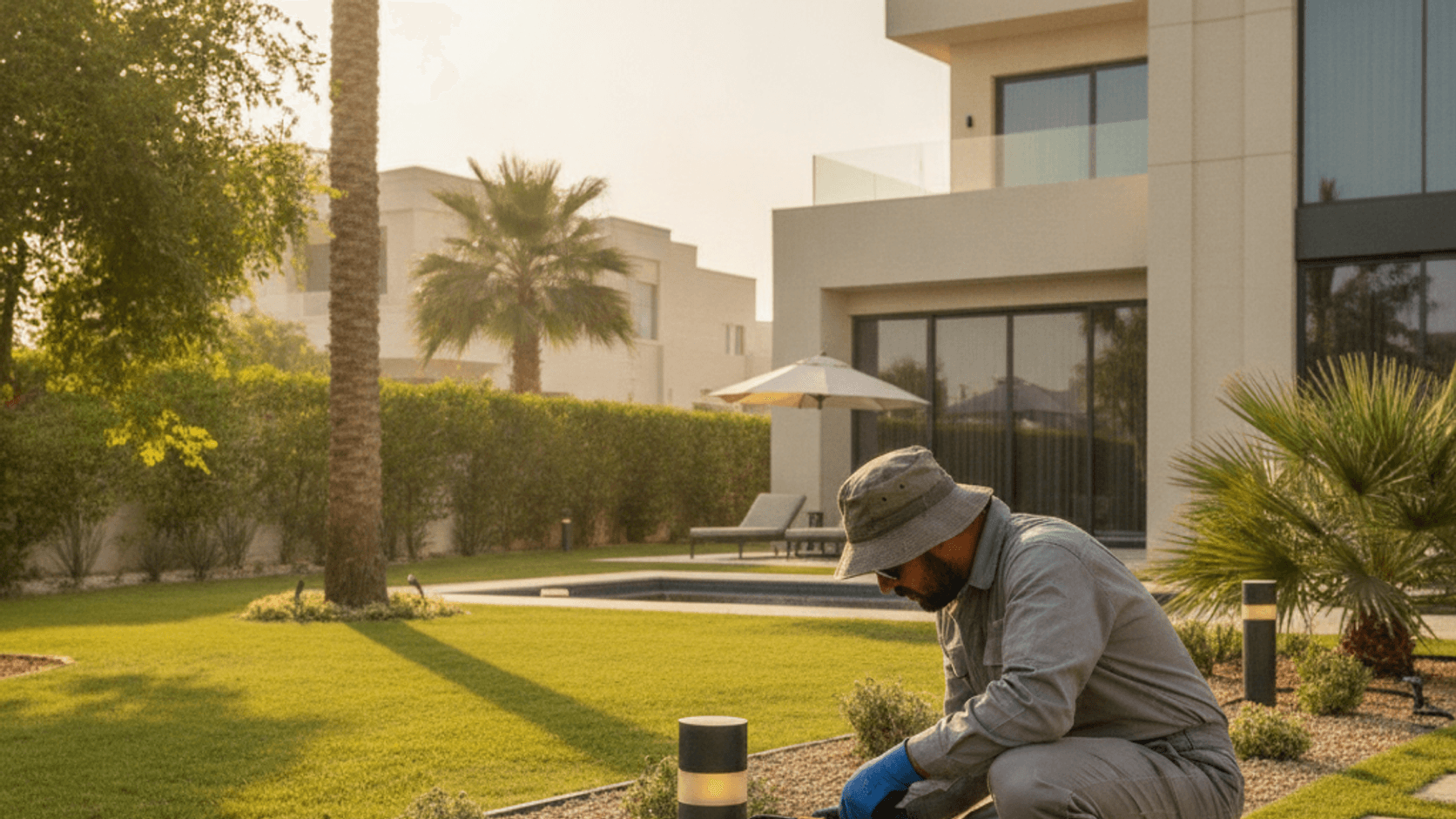 Outdoor Lighting Dubai Cost Guide 2026 - Dubai outdoor lighting costs depend on garden size, fixture grade, wiring, waterproof junctions, transformers, timers, access and trenching.
