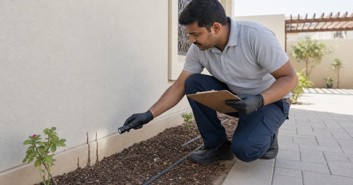 Termite Treatment Dubai Cost 2026: Inspection, Soil Treatment & Baiting - Dubai termite treatment costs: spot fixes AED 300–1,500, villa barriers AED 1,500–8,000+, baiting AED 2,500–8,000, pre-construction AED 5–15 per sqm. Compare warranties first.