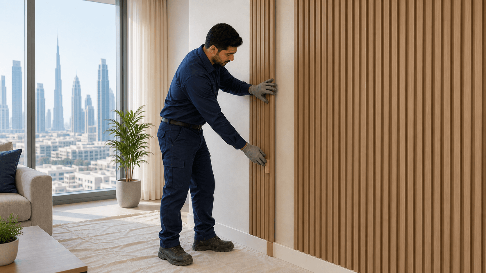 Wall Paneling Dubai Cost Guide 2026 - Dubai wall paneling costs vary by MDF, wood slats, WPC, acoustic panels, wall prep, paint finish, curves, sockets and access.